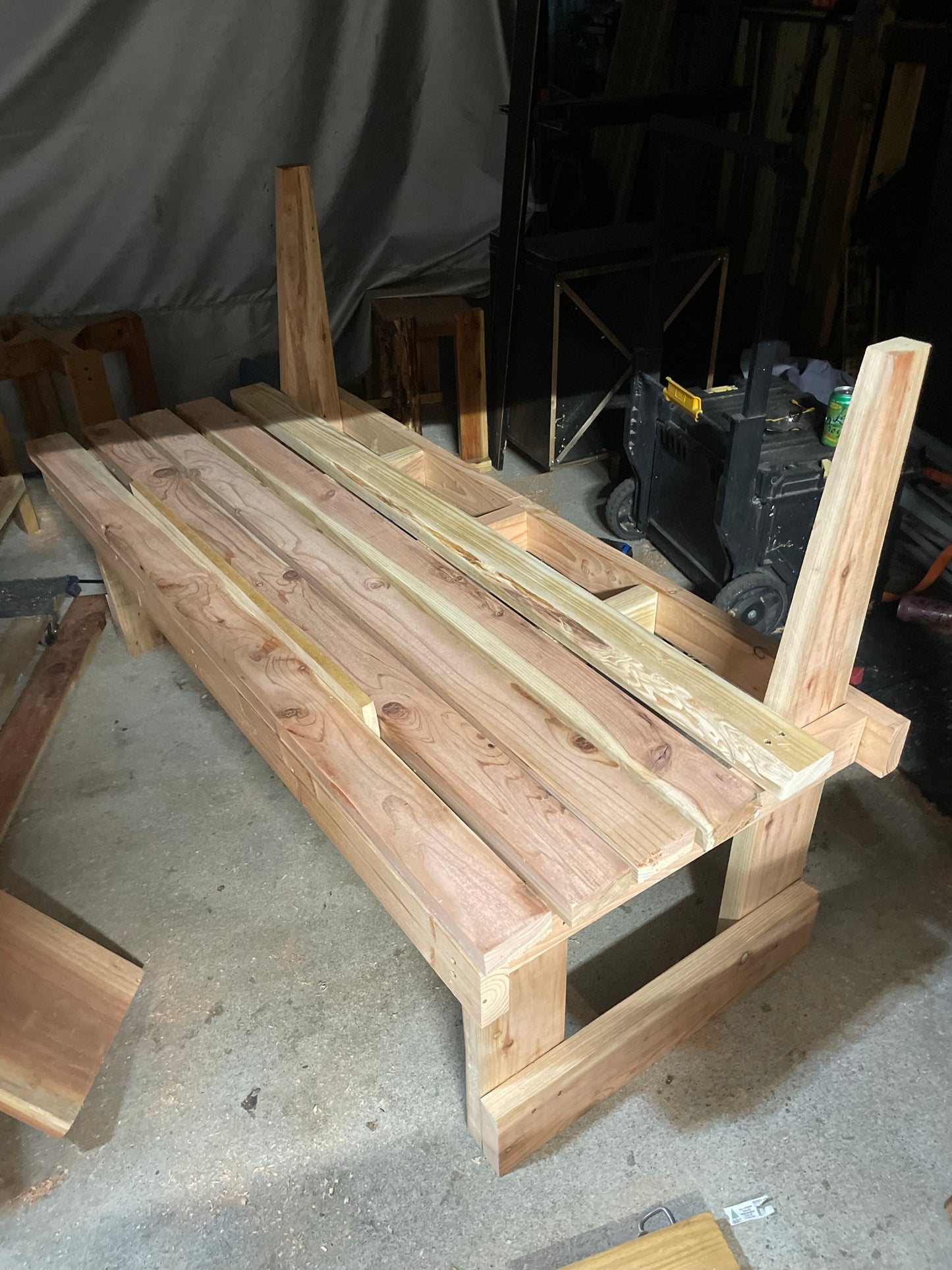 Custom Redwood Carved Bench